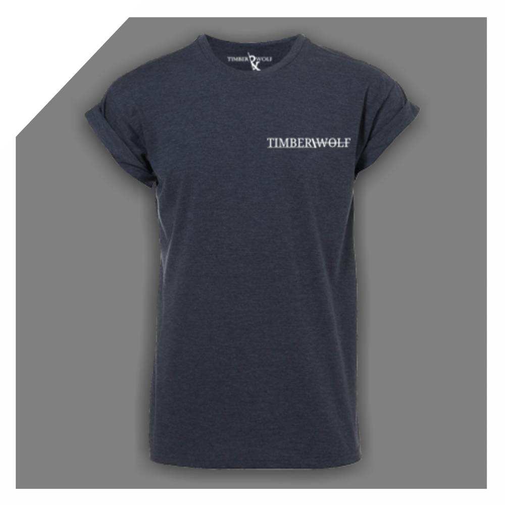 Image of NAVY HEATHER - CHEST LOGO TEE