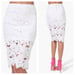 Image of Crochet Floral Print Pencil Skirt