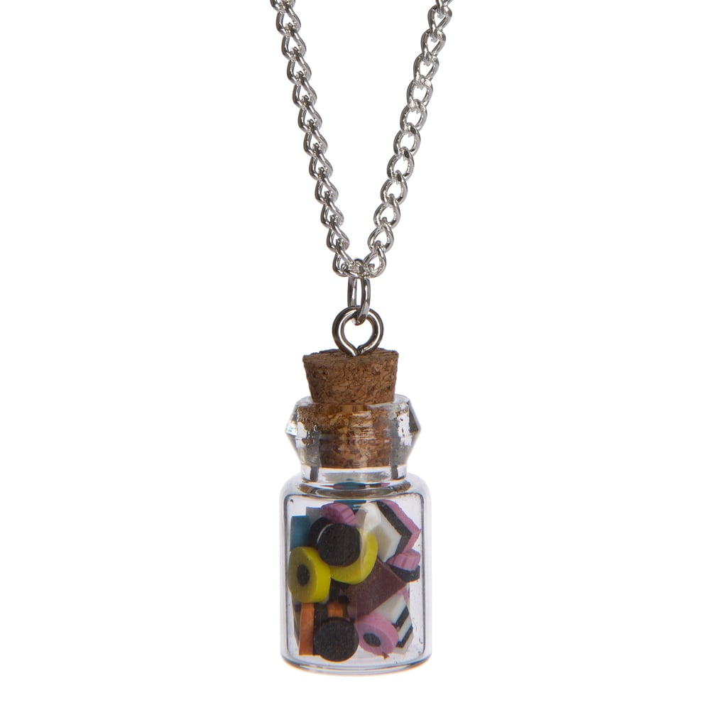 Image of Liquorice Allsorts Sweetie Jar Bottle Necklace