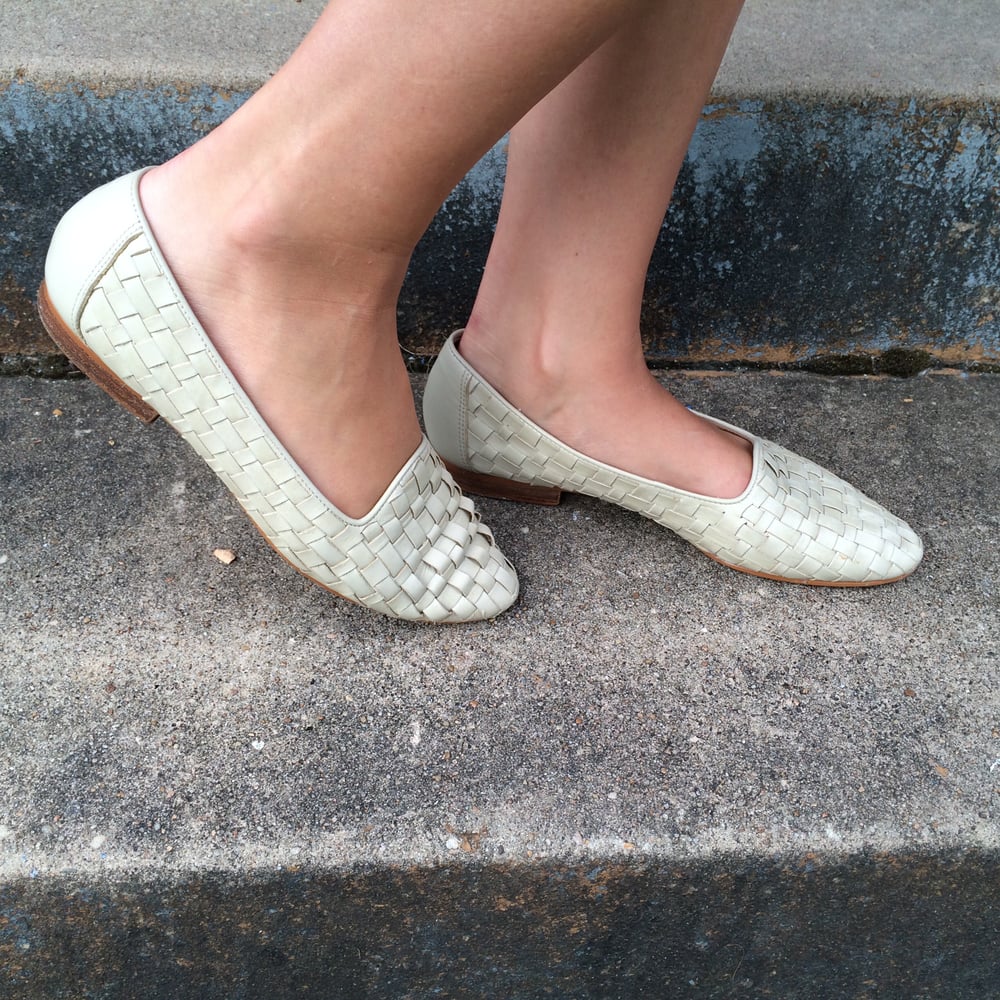 Image of White Woven Flats