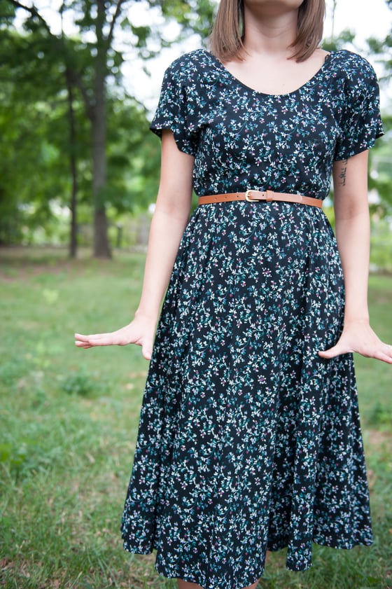 Image of Navy Scoop Neck Dress