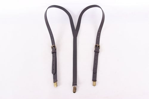 Image of Genuine Leather Suspenders / Groomsman Wedding Suspenders in Black Coffee 0191