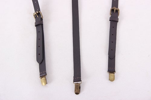 Image of Genuine Leather Suspenders / Groomsman Wedding Suspenders in Black Coffee 0191