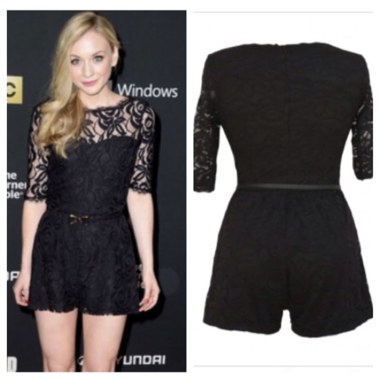 Image of Half Sleeve Lace Romper with Belt