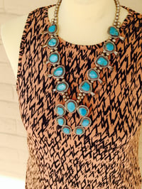 Image 2 of Vintage Turquoise Squash Blossom Necklace