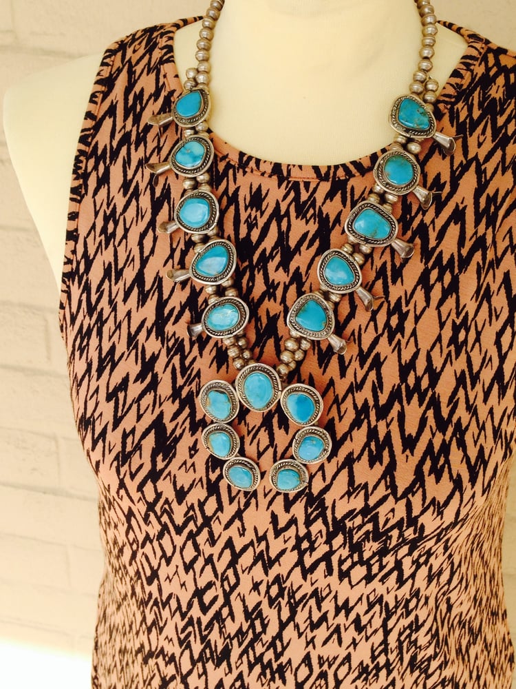 Image of Vintage Turquoise Squash Blossom Necklace