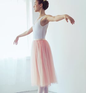 Image of 40% Off - Ready-To-Wear Tulle Skirt - White/Rose Coral