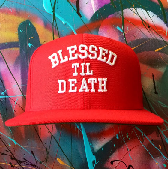 Image of Red "Blessed Til Death" Classic Snapback