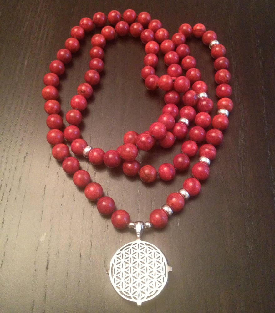 Image of Infinite Connection Mala with Flower Of LIfe