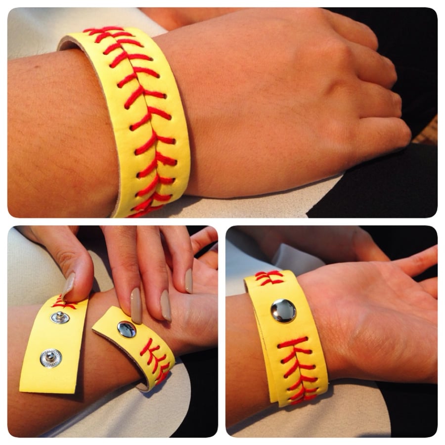 Image of Softball Leather Bracelet - NEW!