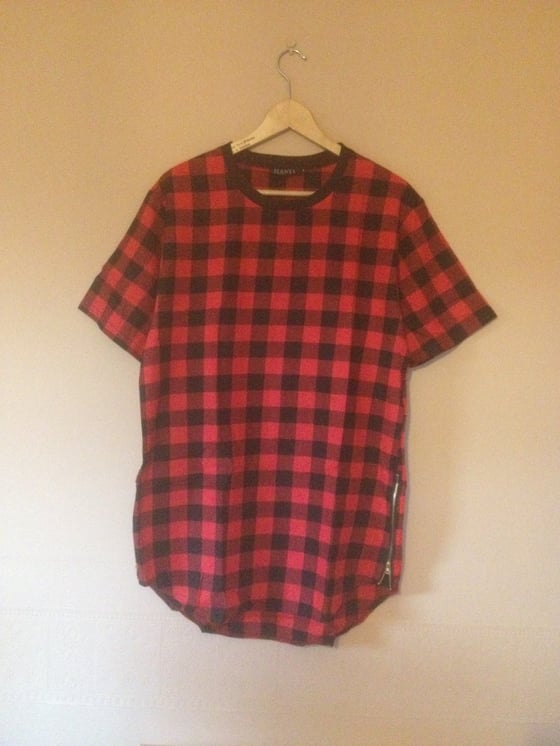 Image of Tartan Extended Long Tshirt (Red)