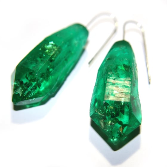 Image of ELC Studio Mythical CreatureGreen Earrings Made From Resin and 9ct Gold Flakes