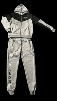 Image 2 of Two-Tone Fleece Sweat-Suit (Gray/Black)