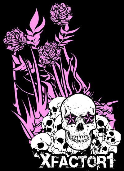Image of XFactor1 Rose Skull Shirt Womens