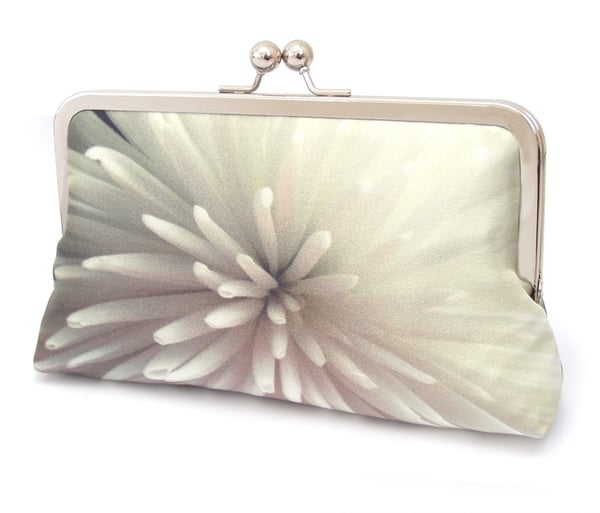 Image of Ice chrysanthemum flower, printed clutch bag + chain handle