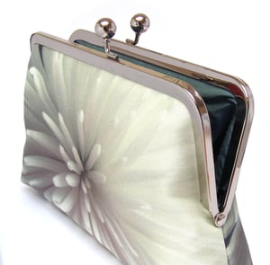 Image of Ice chrysanthemum flower, printed clutch bag + chain handle