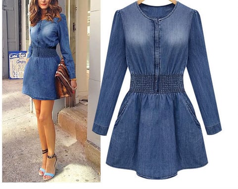 Image of Long Sleeve Darling Denim Dress