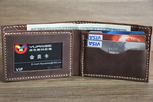 Image of PERSONALIZED Wallet-Leather Bifold Driving License Slot Genuine Leather Men's Travel Wallets-R014P