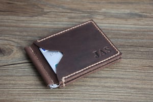 Image of PERSONALIZED WALLET-Men's Leather Money Clip Wallet Groomsmen Gifts Bifold Distressed Leather R022P