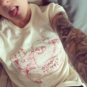 Image of BRONTO VIKING TEE (off-white with red design)