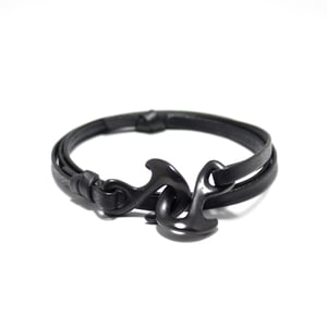 Image of Anchor Bracelet in Black Leather