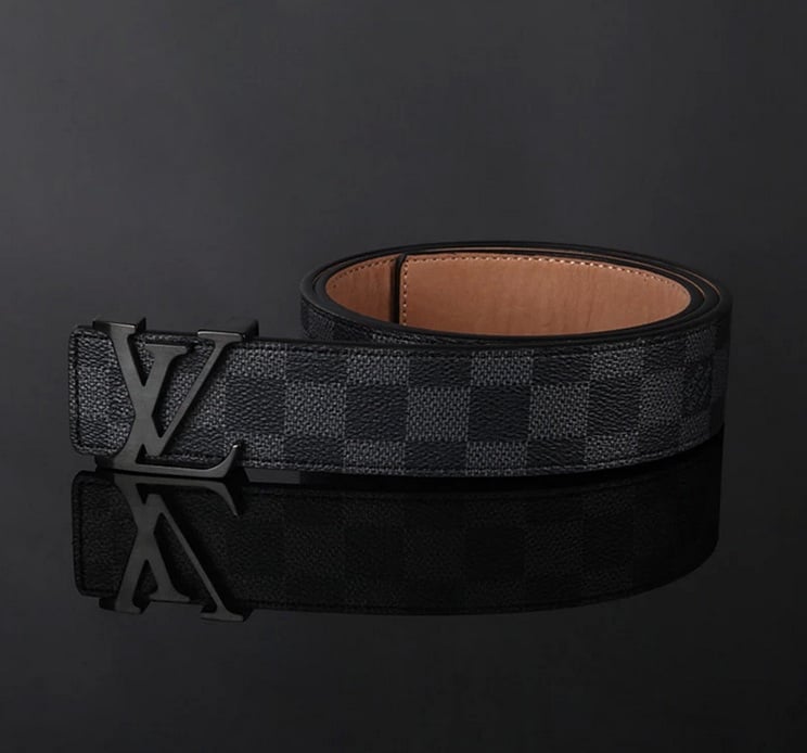 Louis Vuitton Belt Initiales Damier Graphite BlackGrey in CanvasLeather  with Black  US