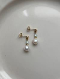 Image 3 of Pastel Green Freshwater Pearl Studs