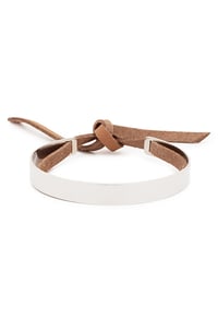 Image of Stripe Bracelet with Leather Band Men's