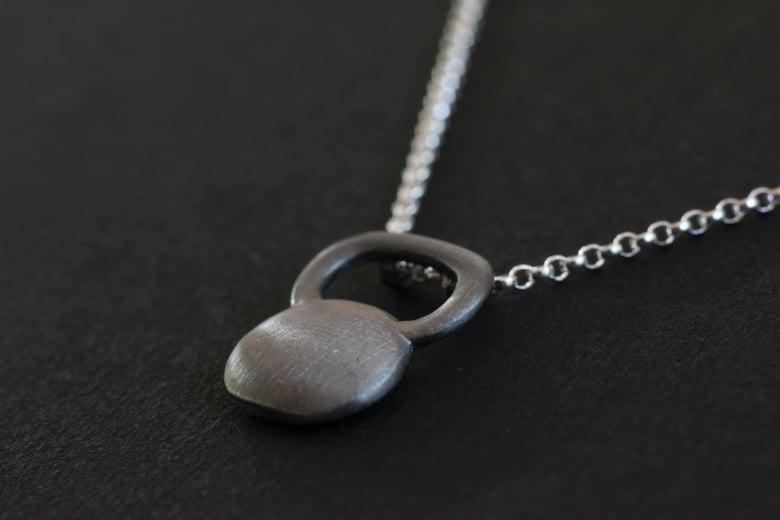 Image of Brushed Black Rhodium Kettlebell Necklace