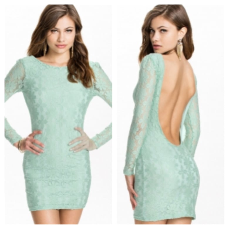 Image of Lace Cyan Dress with Backout
