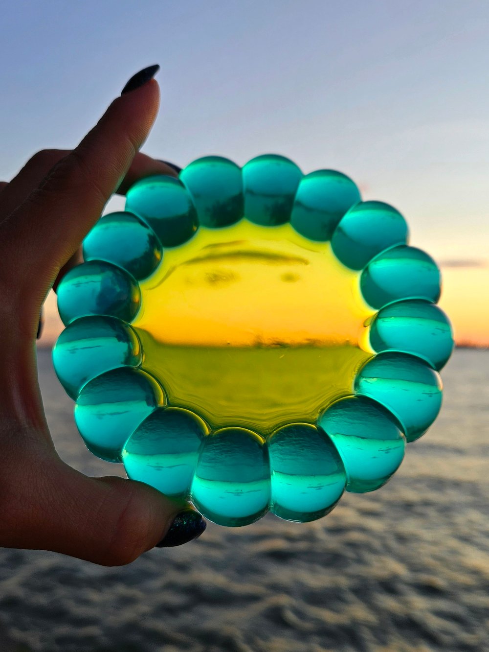 Image of Teal and Yellow Bubble Coaster