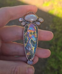Image 1 of Electroformed labradorite and moonstone necklace 10