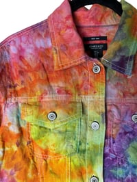 Image 4 of ♻️ UPCYCLED S 100% Linen Jacket in Euphoria Watercolor Ice Dye