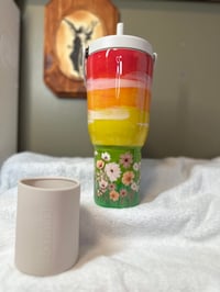 Image 1 of #20 35oz Handpainted Garden Sunset BruMate