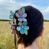 Image 2 of Mauve & Blue Claw Hair Clip