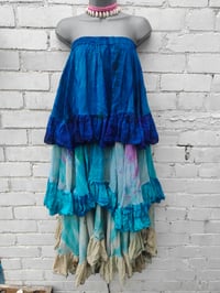 Image 3 of Wanderlust maxi tiered skirt/ Bandeau Dress-Blue sea