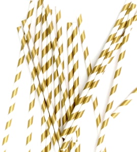 Image of Gold Striped Paper Straws