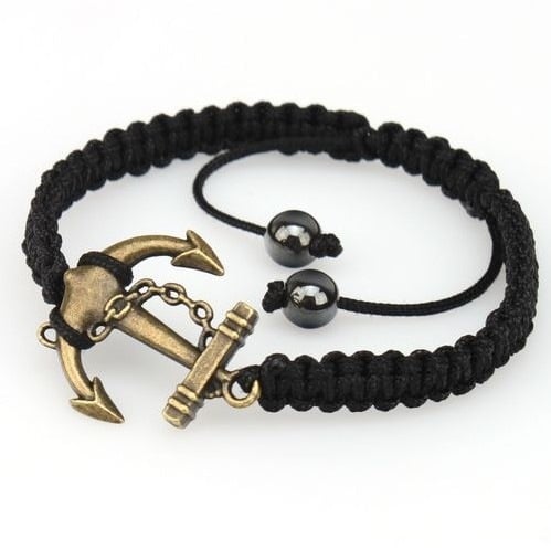 Image of Black & Gold Anchor Bracelet