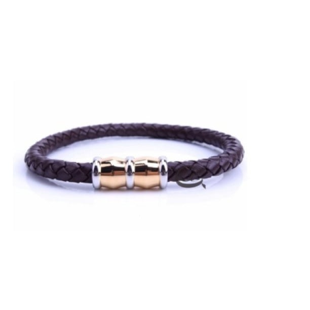 Image of Leather Black & Gold Bracelet