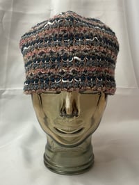 Image 2 of NAVY AND PEACH KNIT BEANIE