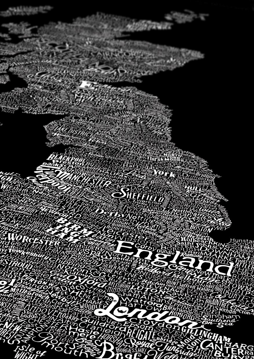 Great British Isles Type Map (Black)