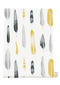 Image 2 of Feathers Wallpaper - Mustard