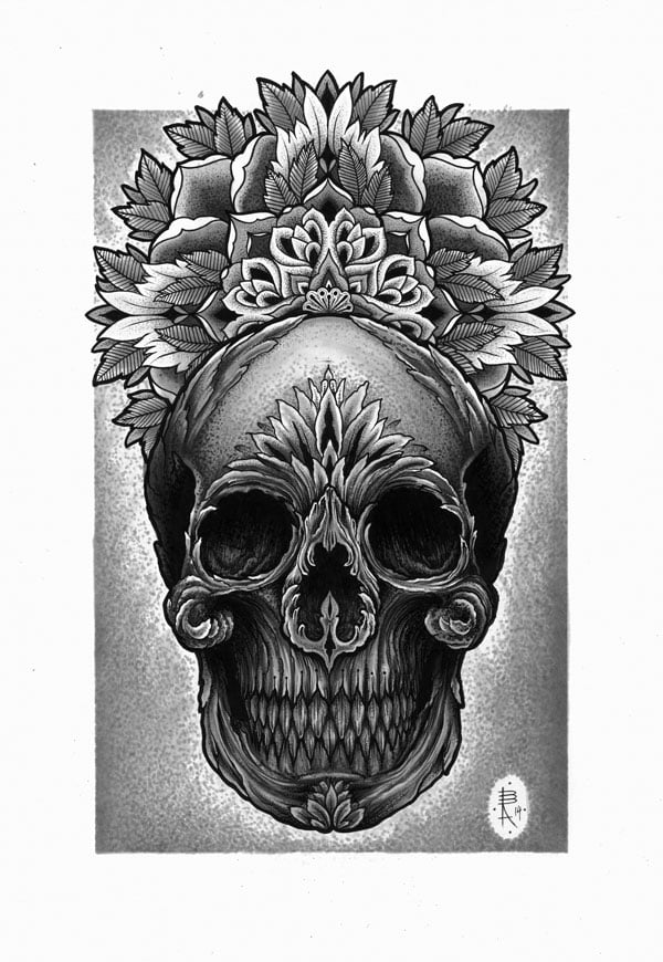 Image of SKULL MANDALA GEOMETRIC PRINT