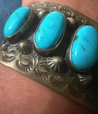 Image 7 of Five Turquoise Stone wide cuff