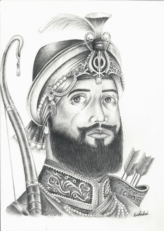 Image of Guru Gobind Singh Ji: The Great Archer, Fine Art print.