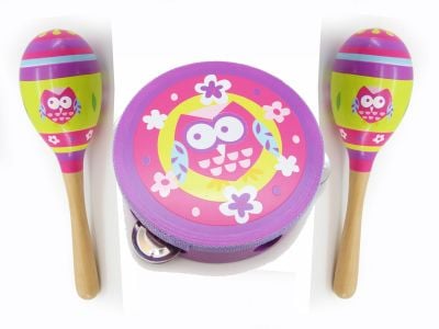 Image of Owl Tambourine & Maraca Set 