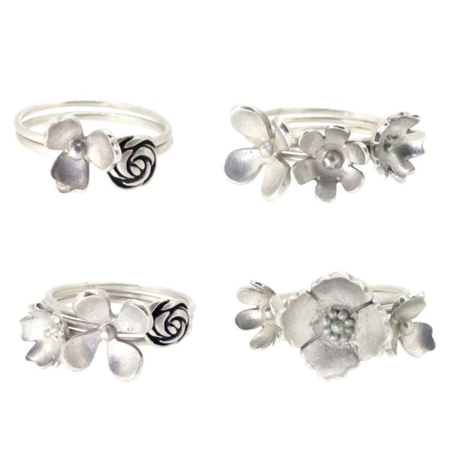 Springtime Wildflower Rose bud stacking ring