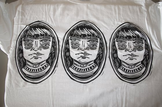 Image of "Three-Faced" Hand-Printed Tee Shirt