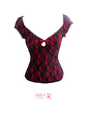 Red and black lace "peekaboo" top