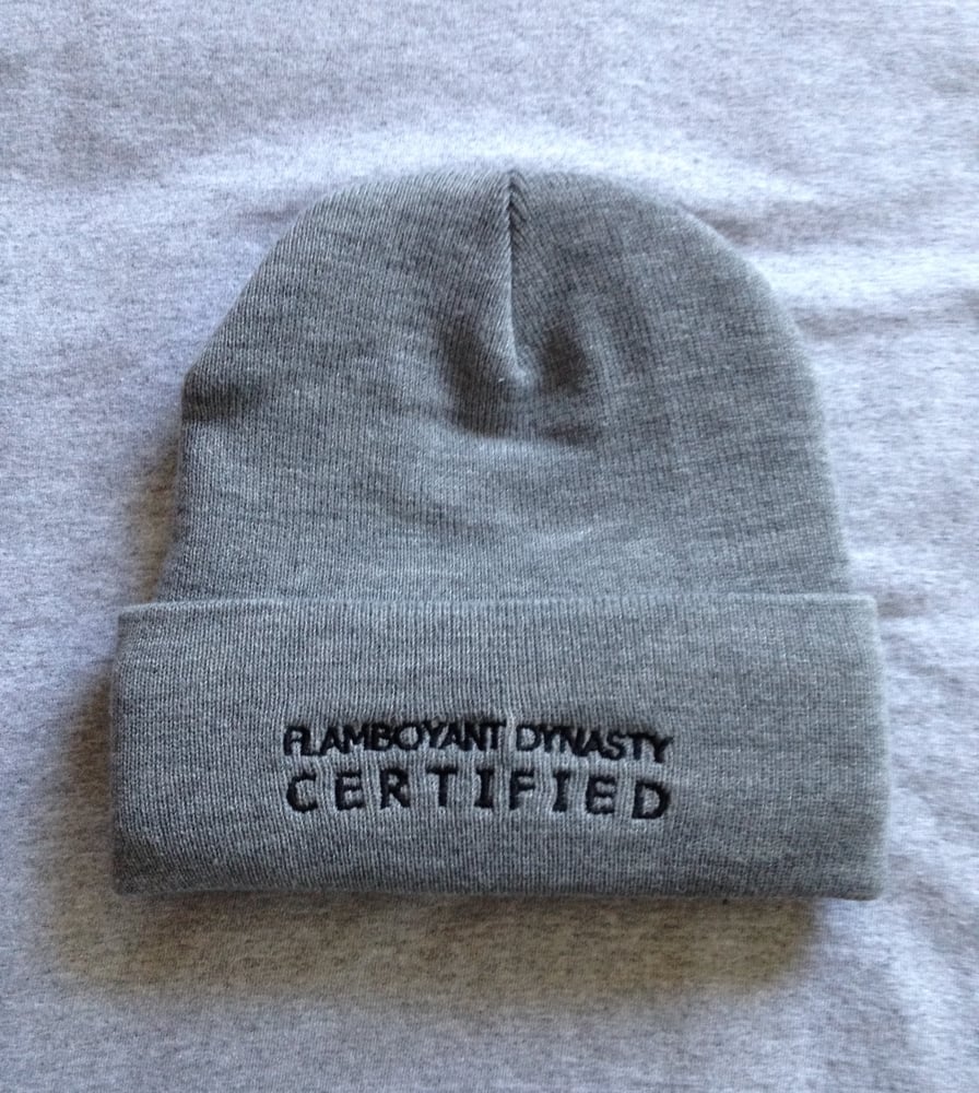 Image of FLAMBOYANT DYNASTY CERTIFIED BEANIE (GREY/BLK) Free Shipping